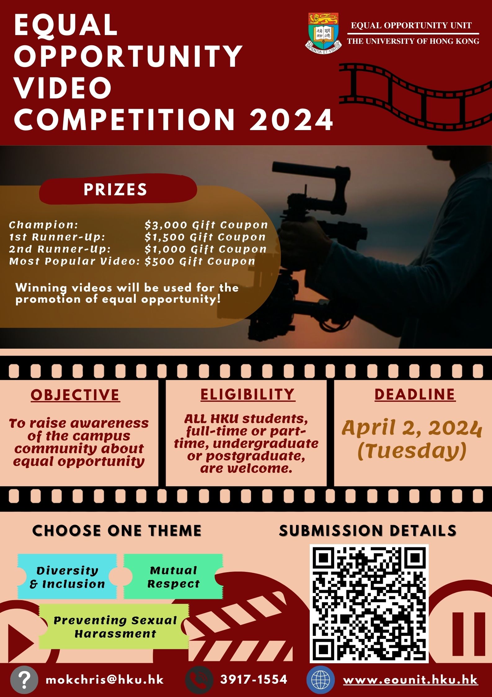 Equal Opportunity Video Competition 2024 Poster. Details same as content.