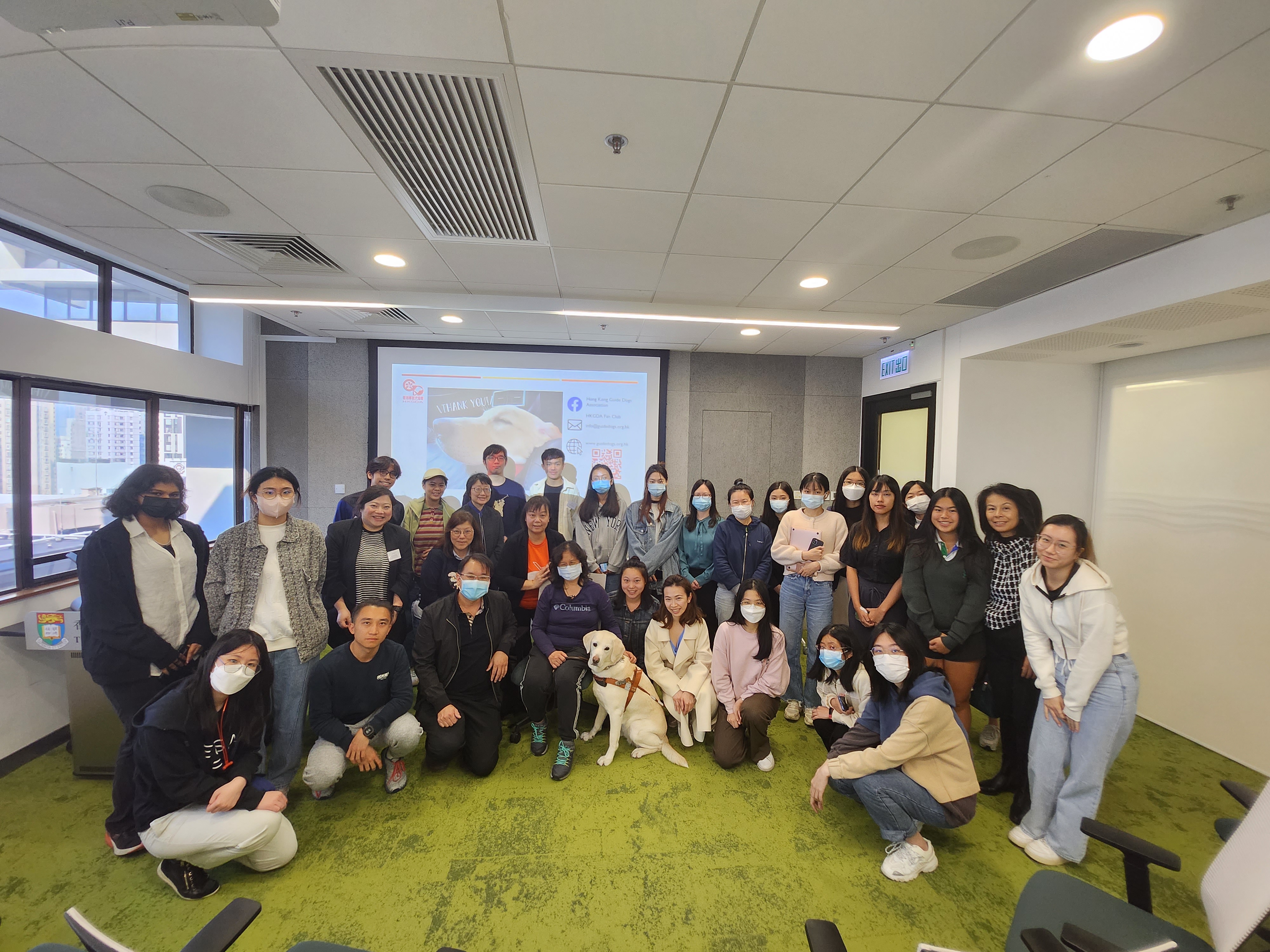 Group photo of the guest speakers and participants of the Hong Kong Guide Dogs Association Sharing Session