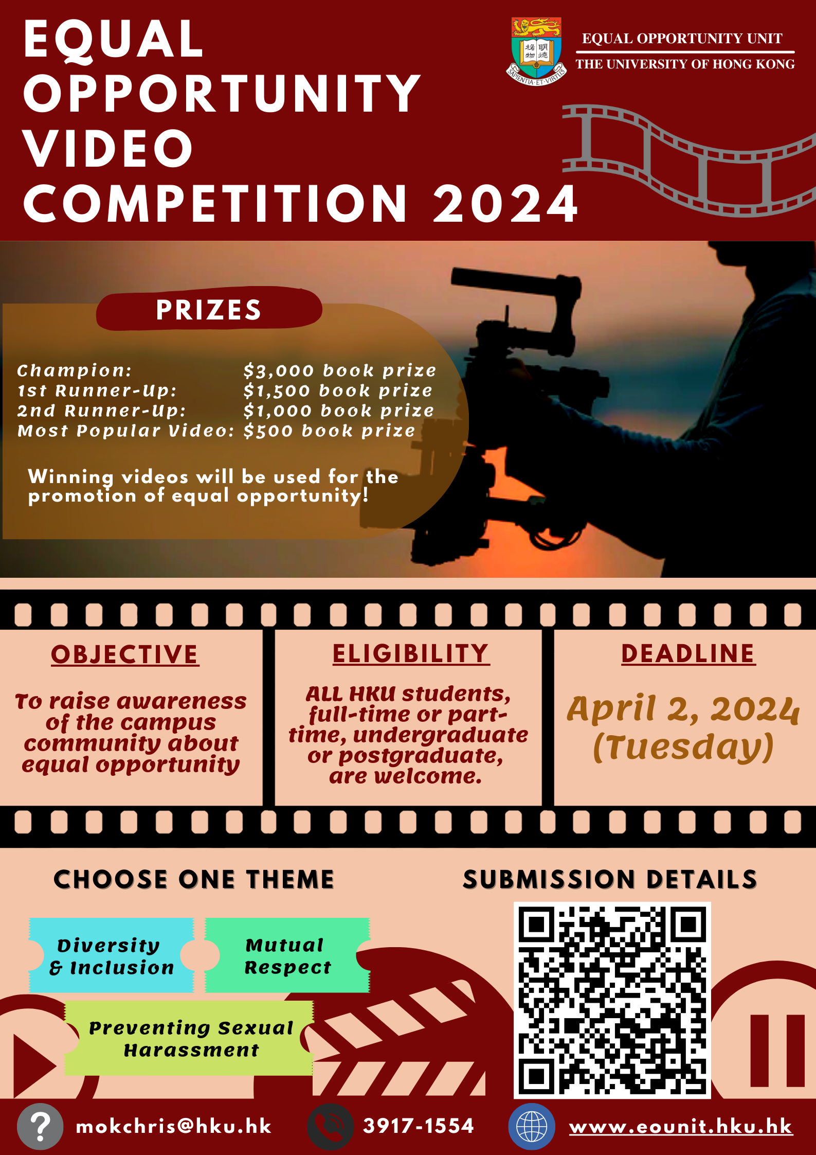Equal Opportunity Video Competition 2024 Poster. Details same as content.
