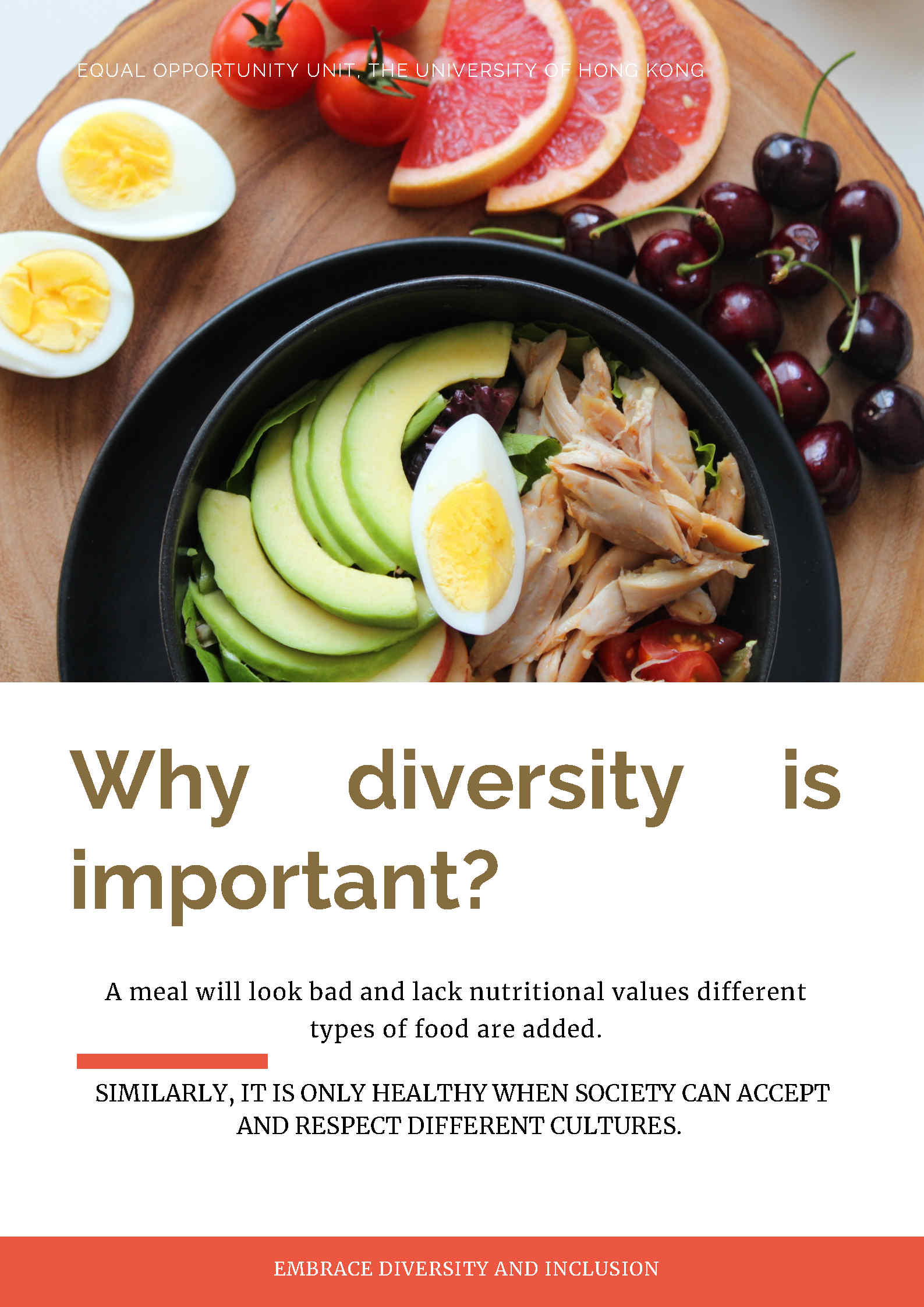 Merit: Cheng Yu Sang Vincent (From food to good) In this poster, I used food as a metaphor to show how a society needs diversity and inclusion to thrive.